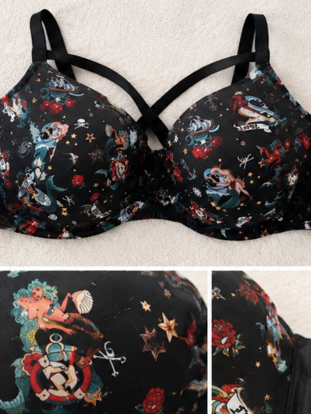 Torrid Curve Tattoo Mermaid Print Bra | 46DDD | NWOT